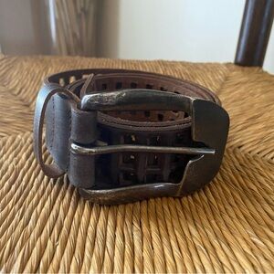 Unisex unbranded, triple row square perforations lightweight brown belt SZ 40